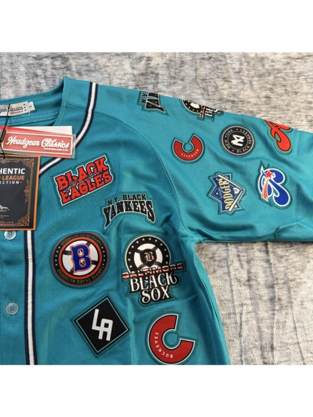Headgear Classics Negro League Collection Collage Jersey Teal Size L NWT - Picture 5 of 16